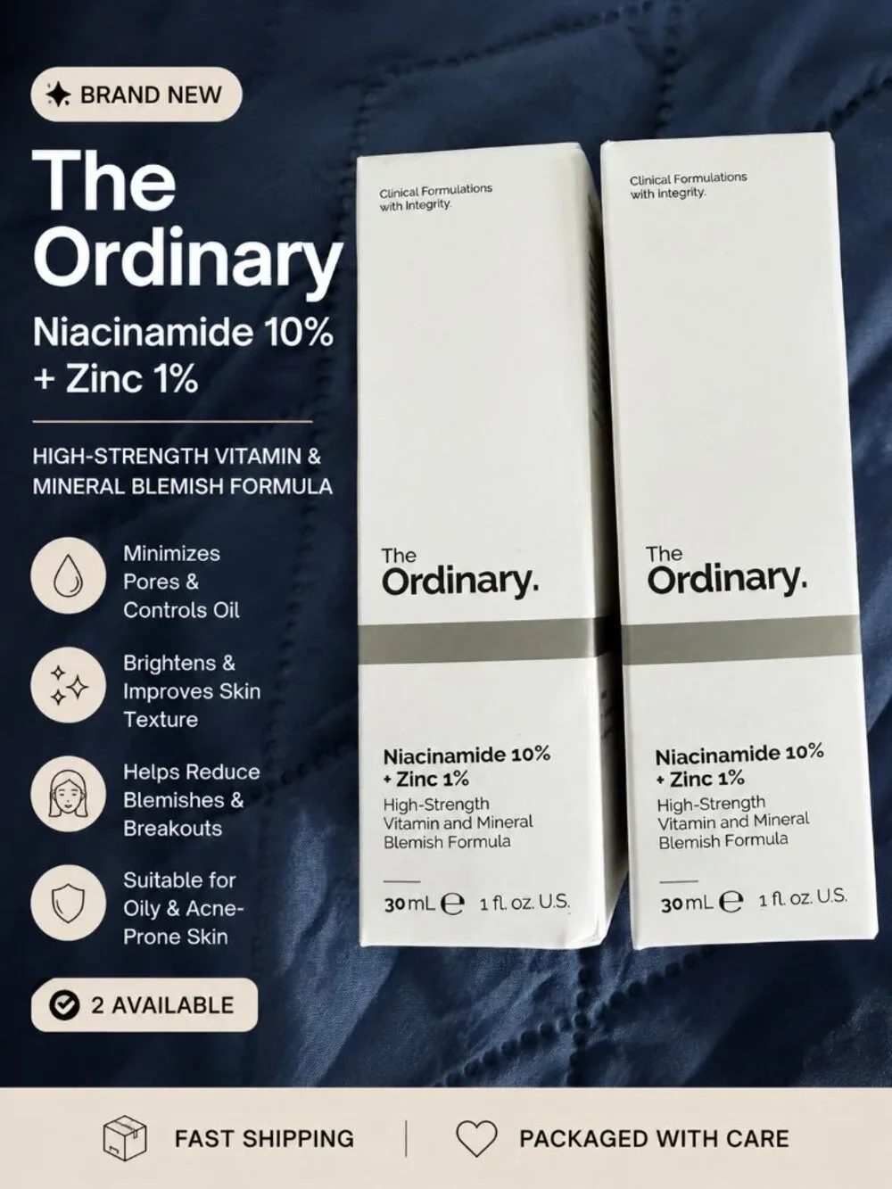 The Ordinary Niacinamide 10% + Zinc 1% Serum 30mL NEW Sealed Acne & Pore Care